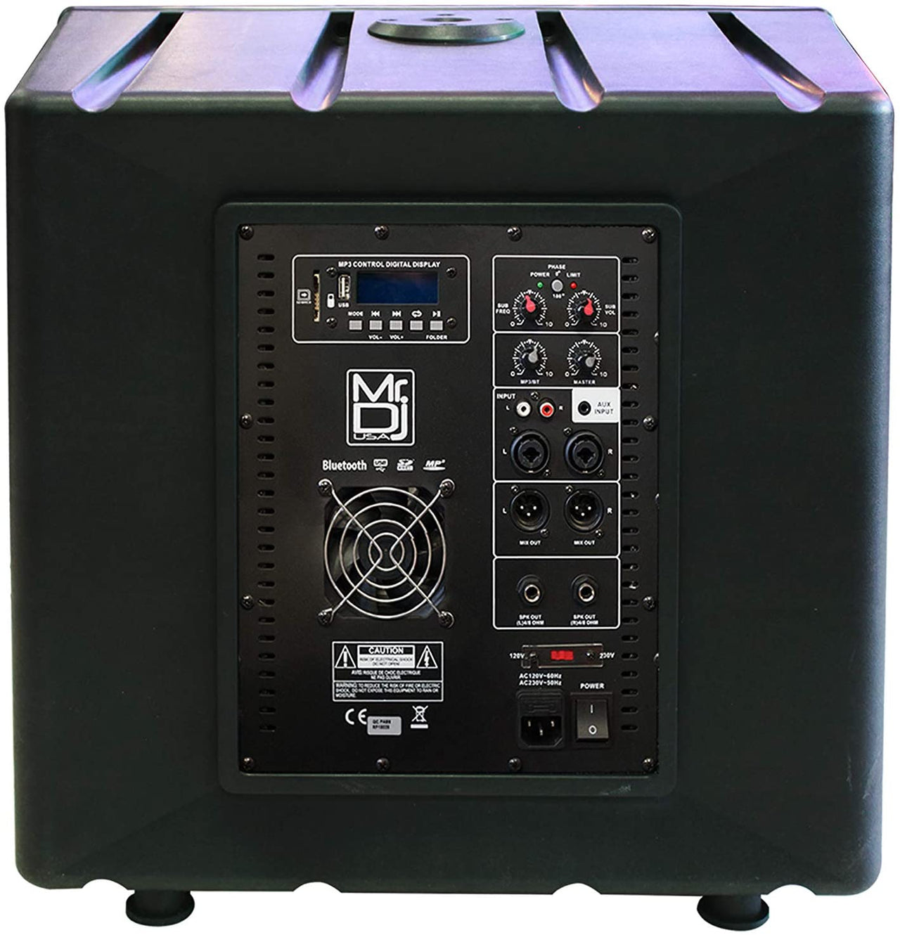 MR DJ PROSUB15BT 15" 5400W PA DJ Club Powered Active Subwoofer with 2 Speaker Output