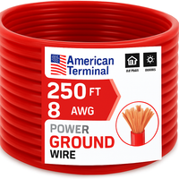 Thumbnail for American Terminal ATP8G250RD 8GA 250' Red Power Ground Wire Car Audio Amplifier Marine Cable