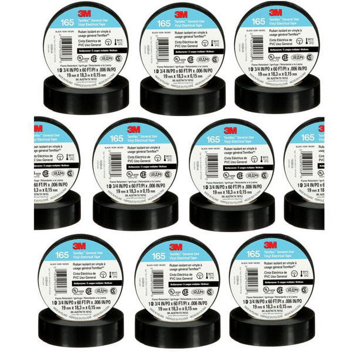 25 3M 165 Temflex 1700 Economy Grade Vinyl Electrical Tape, 3/4 in x 60 feet