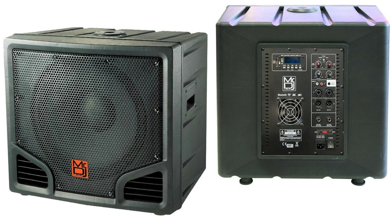 MR DJ PROSUB15BT 15" 5400W PA DJ Club Powered Active Subwoofer with 2 Speaker Output