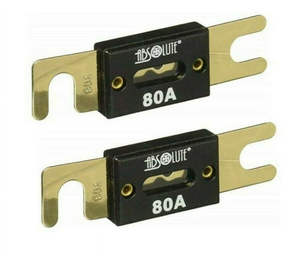 2 PACK 80 AMP ANL FUSE FUSES GOLD PLATED INLINE WAFER HIGH QUALITY HOLDER