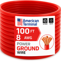 Thumbnail for American Terminal ATP8G100RD 8GA 100' Red Power Ground Wire Car Audio Amplifier Marine Cable