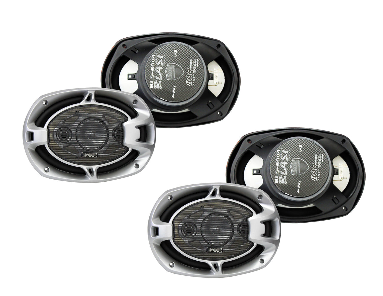 2 Pair Absolute BLS-6904 6 x 9" Blast Series 4 Way Car Speakers 800 Watts Max