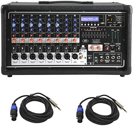 Peavey PVI8500 All In One 8-Channel Powered Mixer + 2 Speakon to 1/4" Speaker Cables