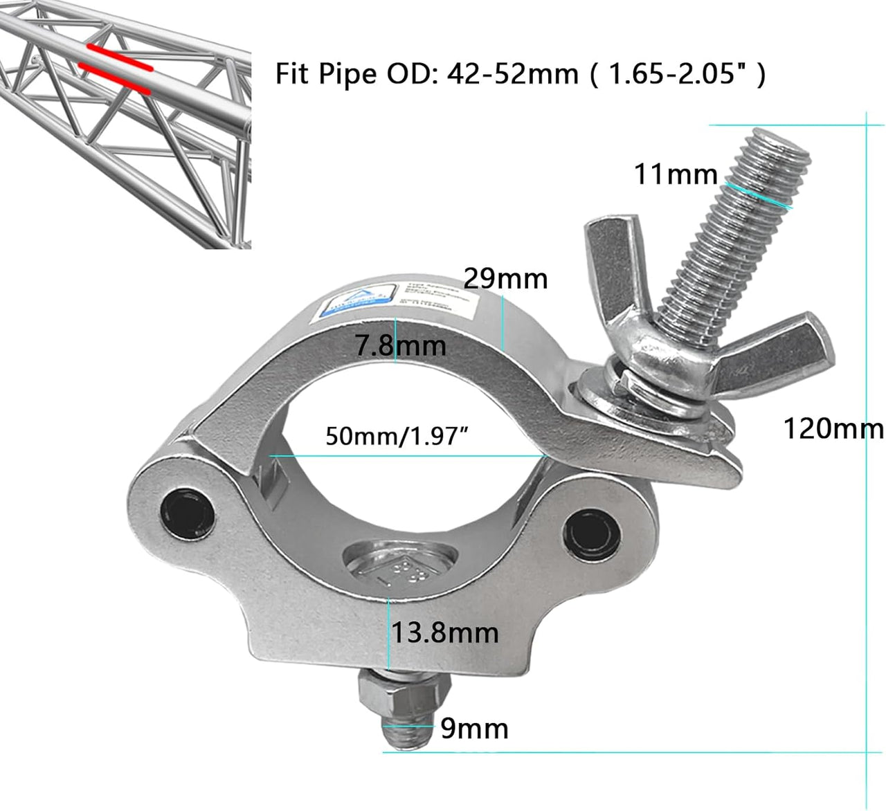 2 MR TRUSS TC4 Universal 2" Pro Aluminum Stage Lighting Clamp Mounting