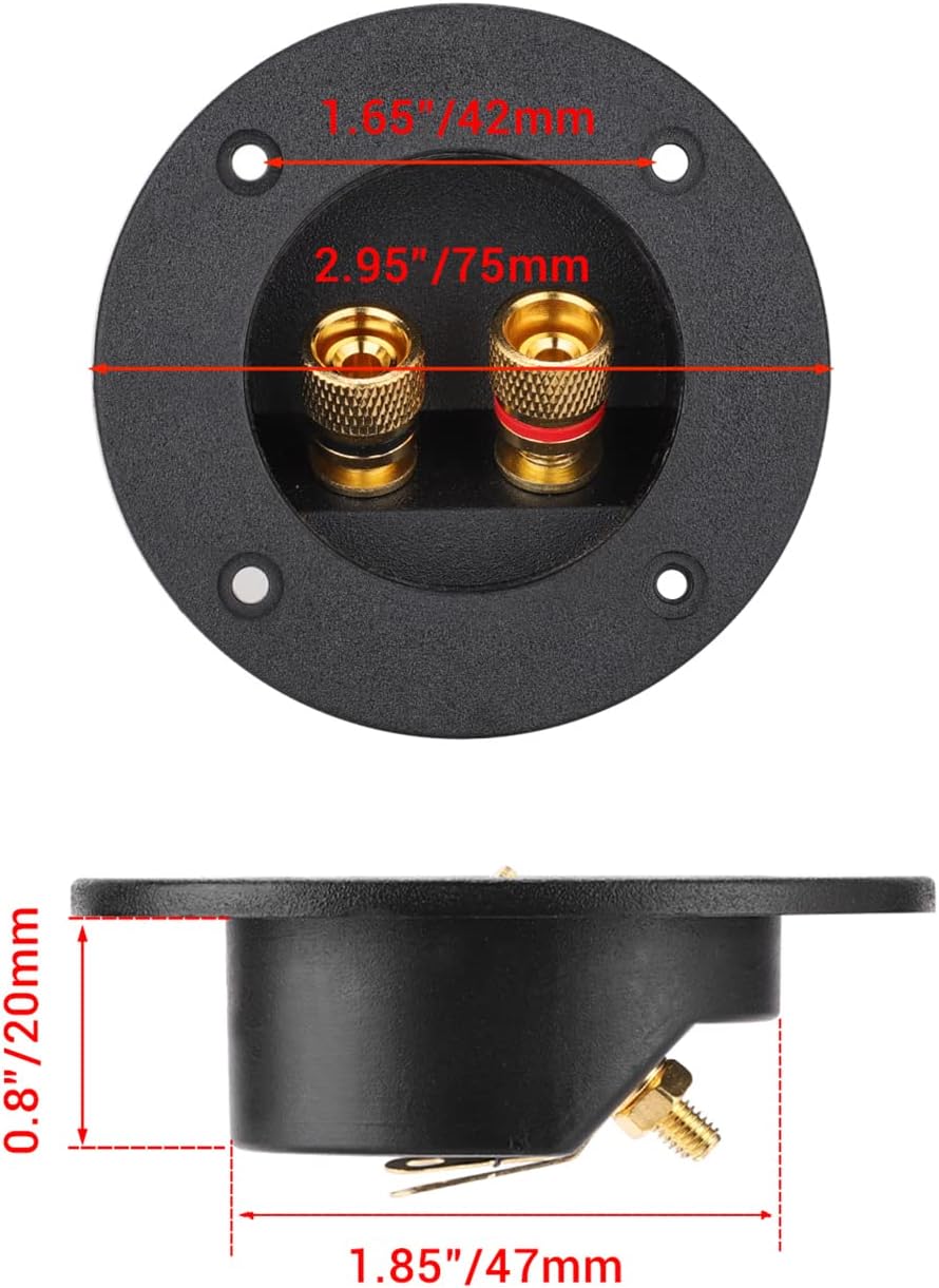American Terminal 2PCS 3 Inch Round 2-Way Speaker Box Terminal Cup Binding Post Subwoofer Box Speaker Terminal for DIY Home Car Stereo Speaker Subwoofer