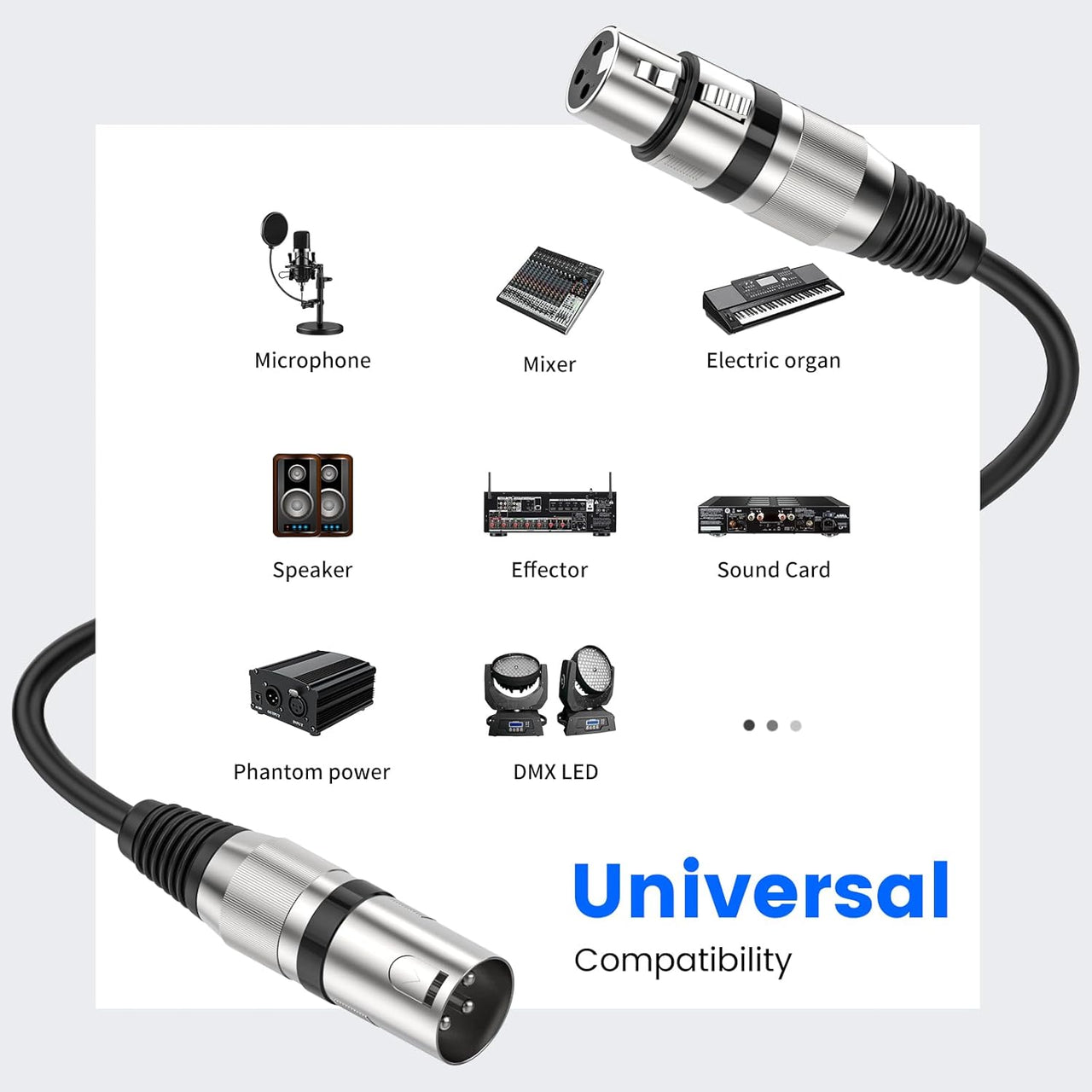 MR DJ CXMXF6 6' XLR Male to XLR Female Microphone Balanced Instrumental Dj XLR Interconnect Cable