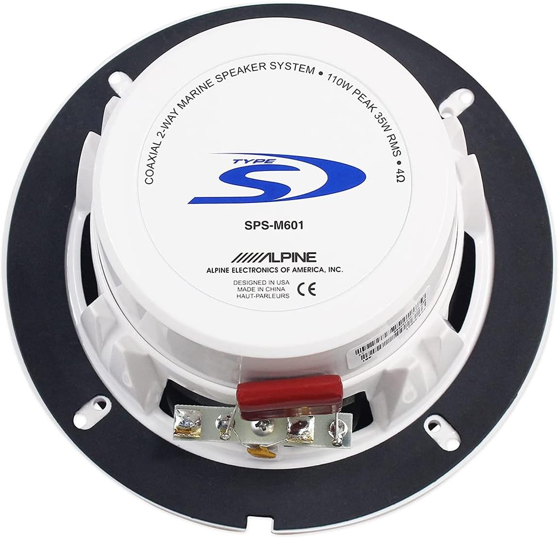 Alpine SPS-M601 110W 6-1/2" 6.5" 2-Way Type-S Marine Coaxial Speakers Silver