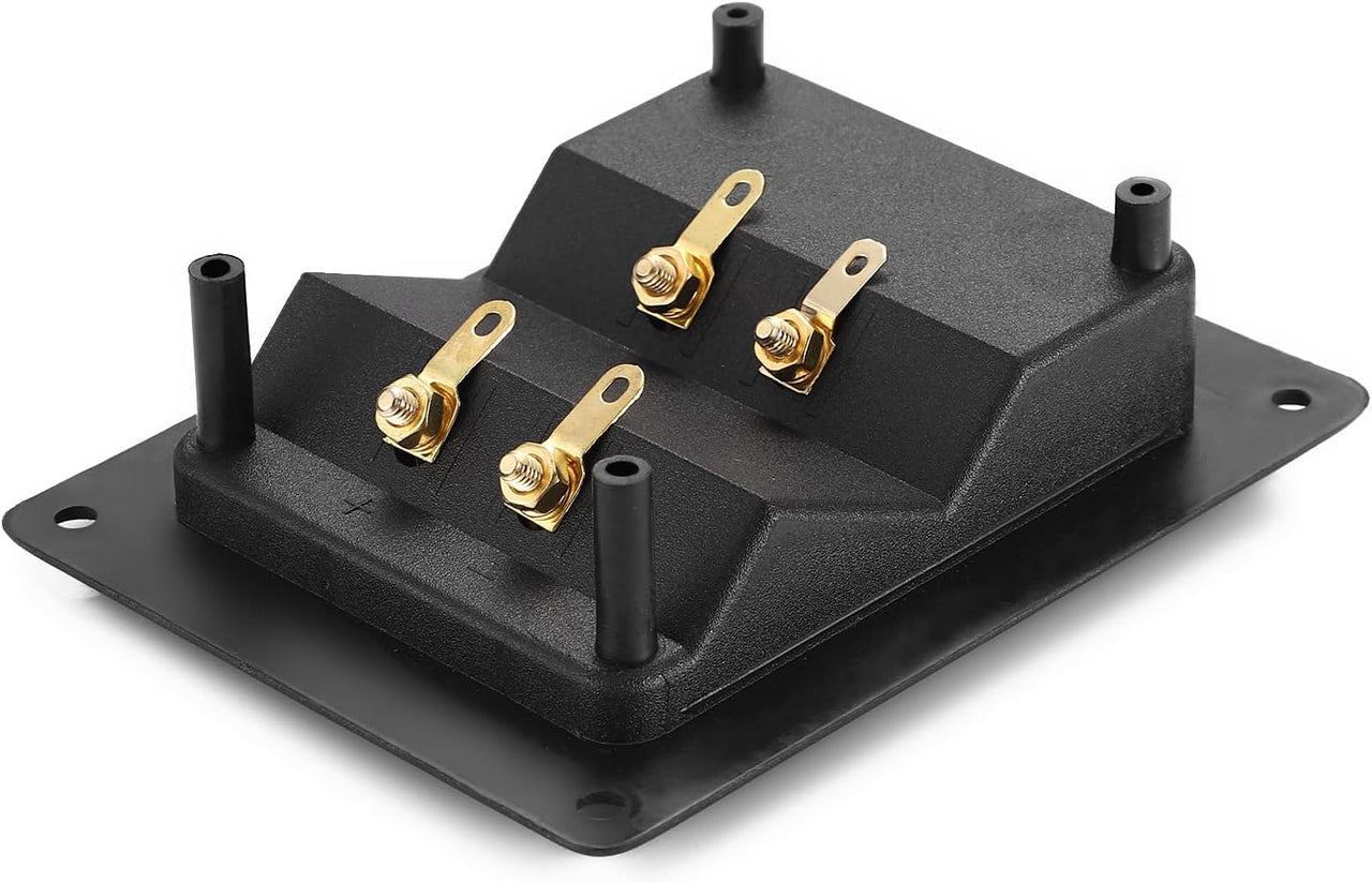 American Terminal 2PCS Rectangle 4-Way Speaker Box Terminal Cup with Banana Plugs, Screw Type Binding Post Subwoofer Box Speaker Terminal Plates for DIY Home Car Stereo Speaker & Subwoofer