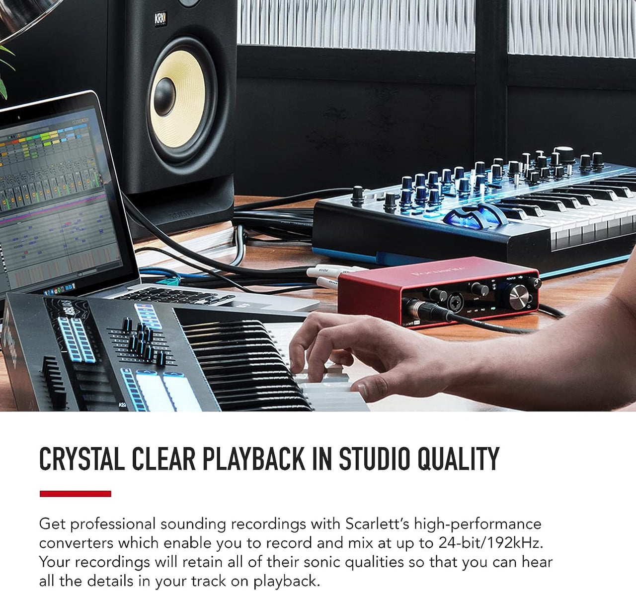 Focusrite Scarlett 2i2 Studio 4th Gen USB Audio Interface Boom Arm Mic Stand Desktop Mount Detachable Clip XLR Cable Microphone Pop Filter Cable Ties