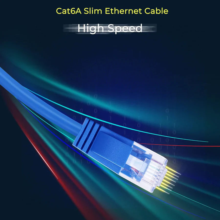 2 American Terminal EPC3100L 100' Cat6a Ethernet Network Patch Cable RJ45 23AWG 600Mhz Solid Copper Wire 3' Blue