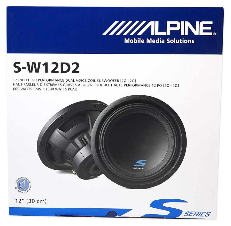 Alpine KTA-200M Mono Power Pack Amp with S-W12D2 12" Subwoofer and Bass Knob