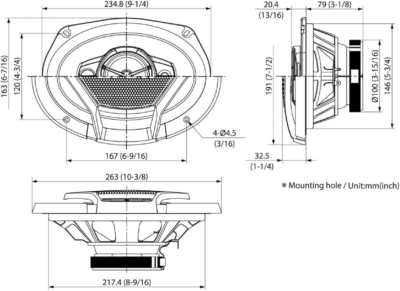 JVC CS-DR6940 550W 6x9 4-Way Coaxial Speakers + 6x9" Box