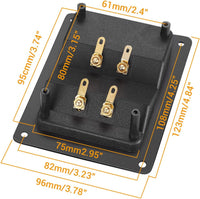 Thumbnail for American Terminal 2PCS Rectangle 4-Way Speaker Box Terminal Cup with Banana Plugs, Screw Type Binding Post Subwoofer Box Speaker Terminal Plates for DIY Home Car Stereo Speaker & Subwoofer