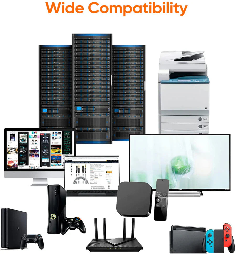 2 American Terminal EPC3100L 100' Cat6a Ethernet Network Patch Cable RJ45 23AWG 600Mhz Solid Copper Wire 3' Blue