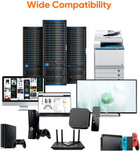 Thumbnail for 2 American Terminal EPC3100L 100' Cat6a Ethernet Network Patch Cable RJ45 23AWG 600Mhz Solid Copper Wire 3' Blue