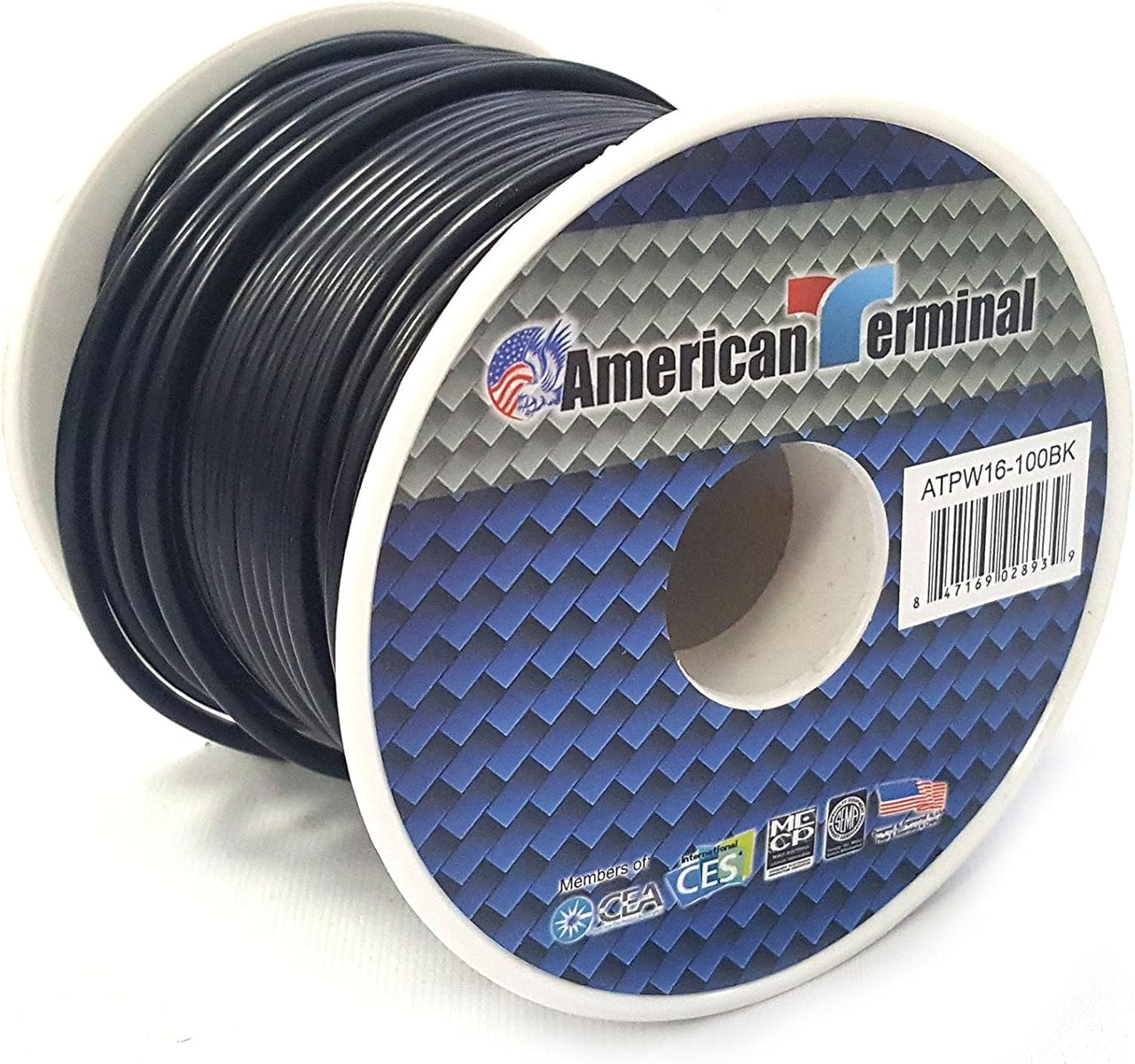 American Terminal ATPW16-100BK 16GA 100' Black Primary Remote Power Ground Wire