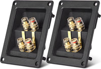 Thumbnail for American Terminal 2PCS Rectangle 4-Way Speaker Box Terminal Cup with Banana Plugs, Screw Type Binding Post Subwoofer Box Speaker Terminal Plates for DIY Home Car Stereo Speaker & Subwoofer