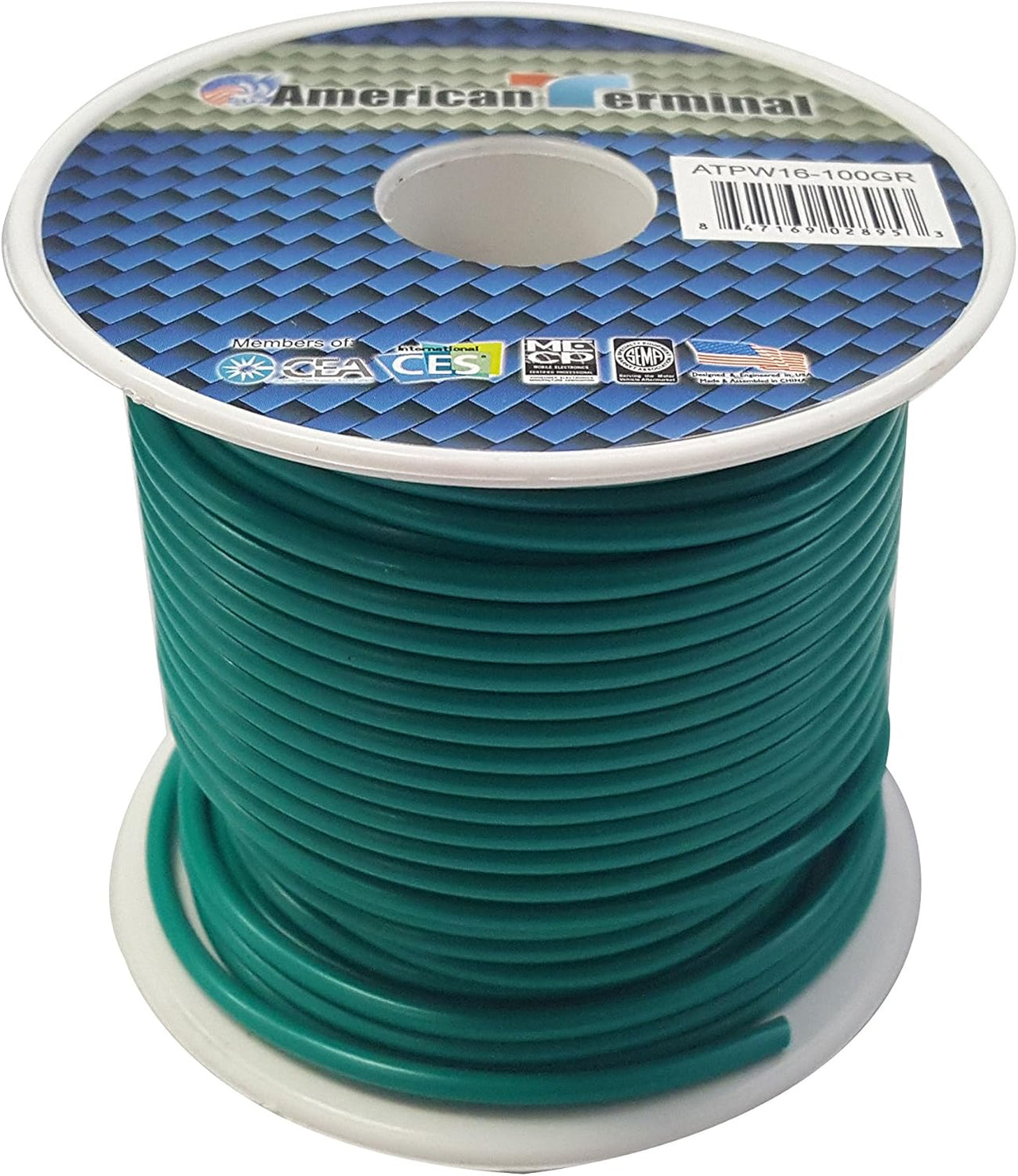 American Terminal ATPW16-100GR 16GA 100' Green Primary Remote Power Ground Wire