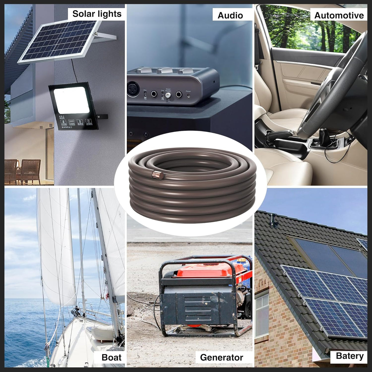 MK Audio PC8250BK 8GA 250' Black Power Ground Wire Car Audio Amplifier Marine Cable