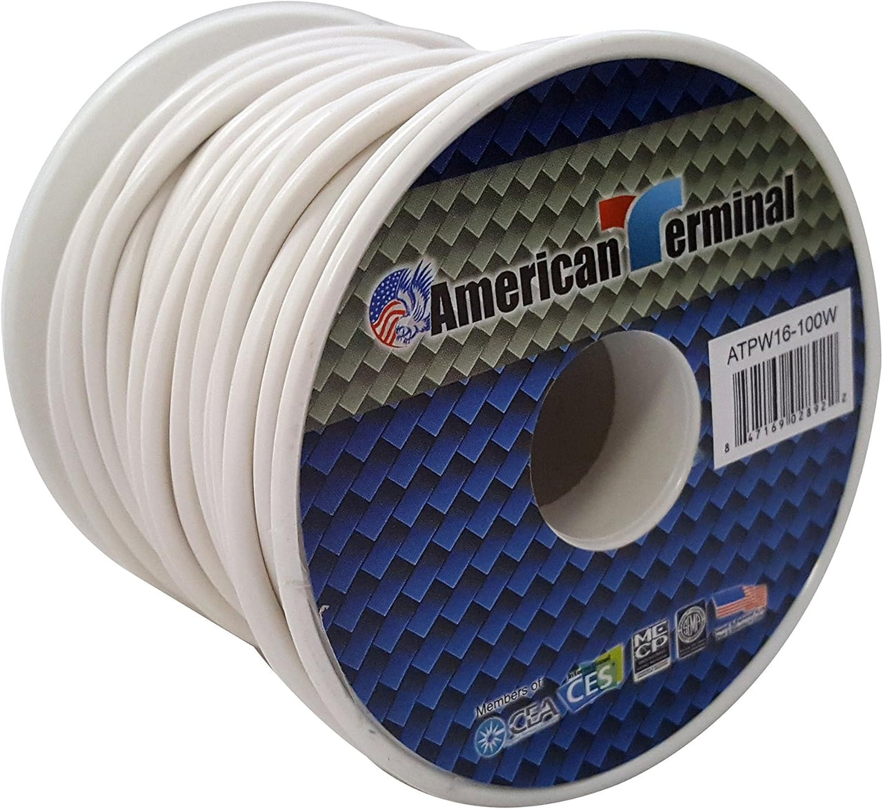American Terminal ATPW16-100W 16GA 100' White Primary Remote Power Ground Wire