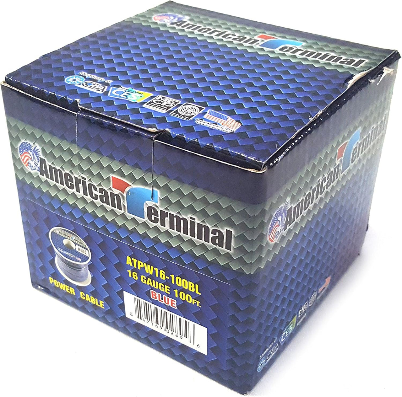 American Terminal ATPW16-100BL 16GA 100' Blue Primary Remote Power Ground Wire