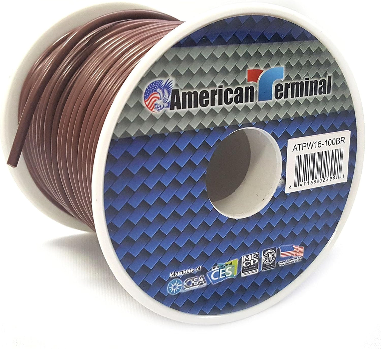 American Terminal ATPW16-100BR 16GA 100' Brown Primary Remote Power Ground Wire
