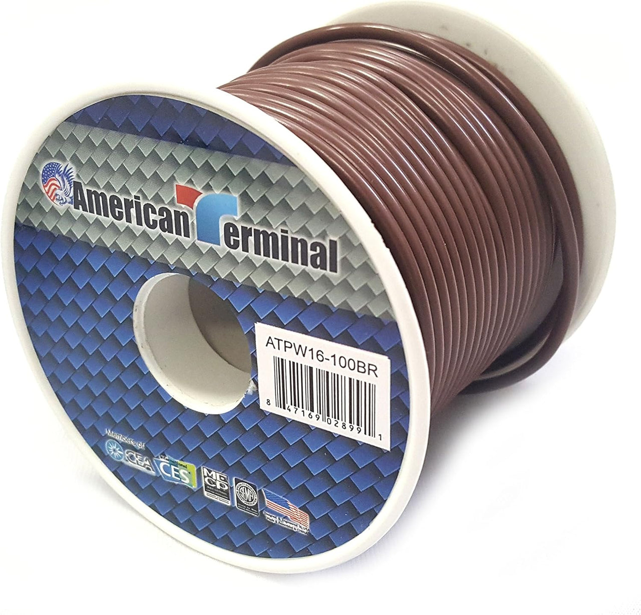 American Terminal ATPW16-100BR 16GA 100' Brown Primary Remote Power Ground Wire