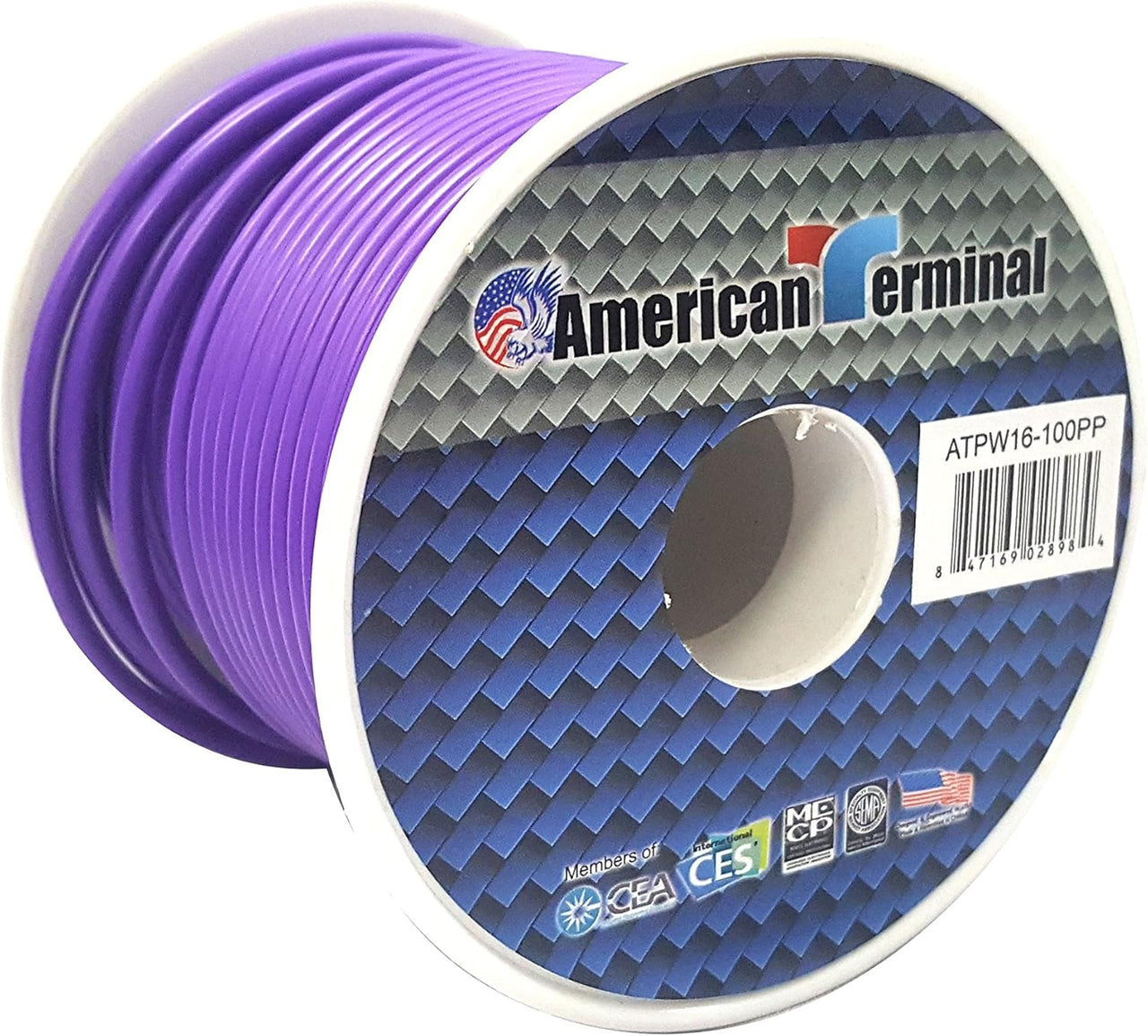 American Terminal ATPW16-100PP 16GA 100' Purple Primary Remote Power Ground Wire
