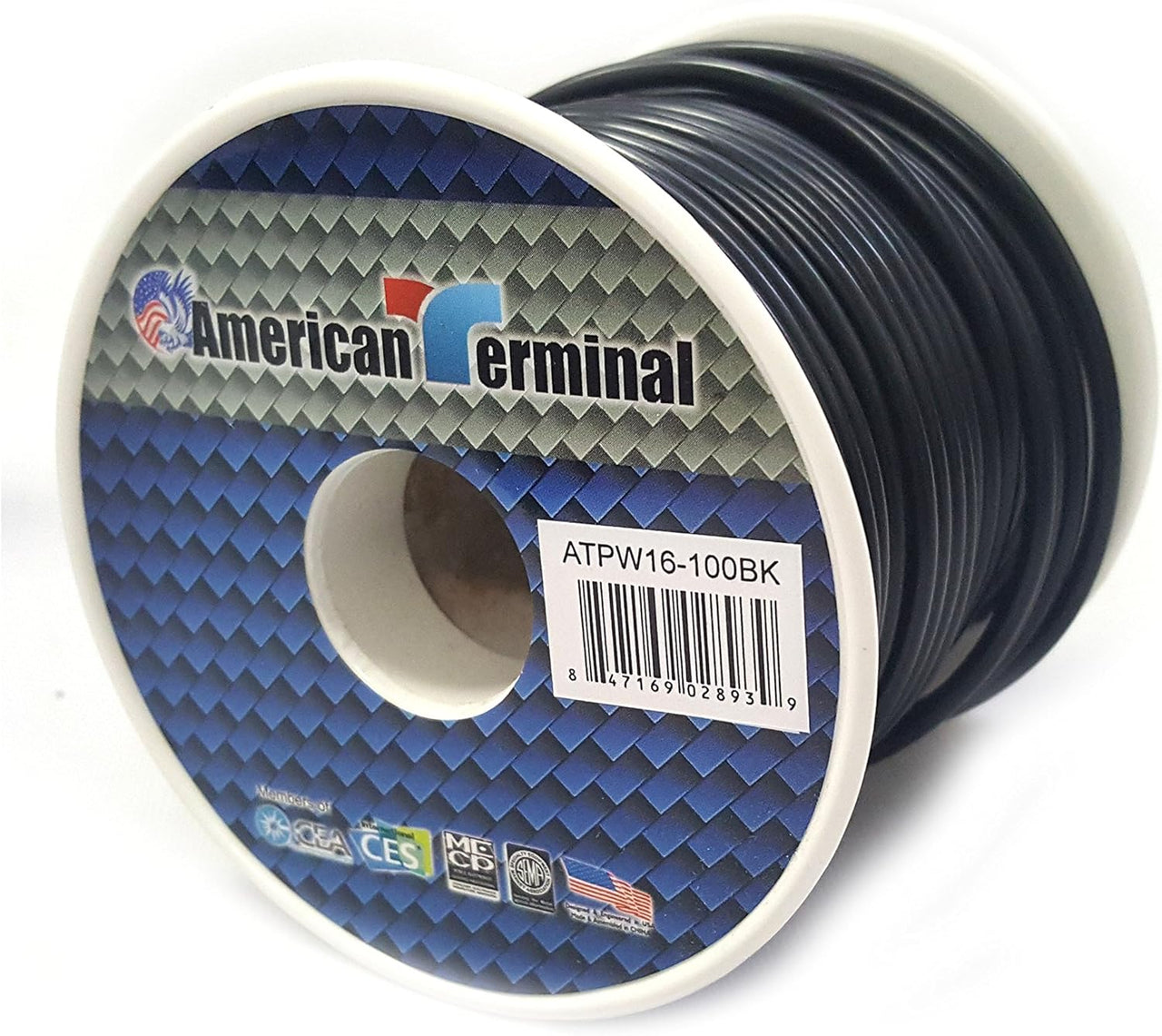 American Terminal ATPW16-100BK 16GA 100' Black Primary Remote Power Ground Wire
