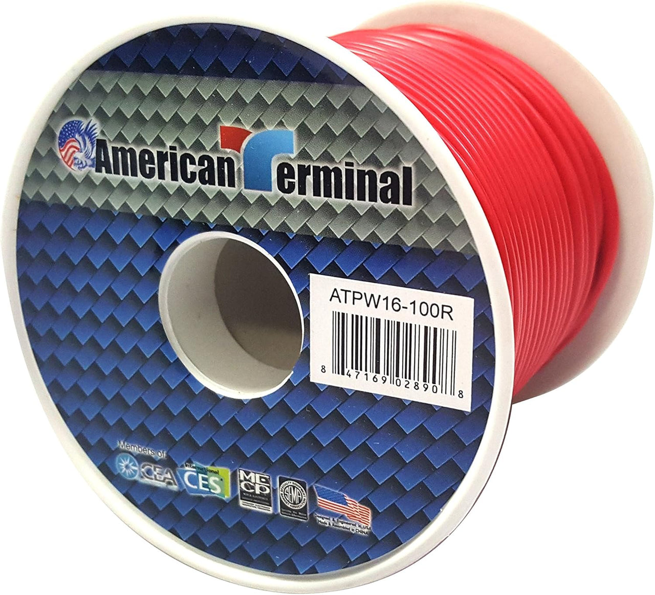American Terminal ATPW16-100R 16GA 100' Red Primary Remote Power Ground Wire