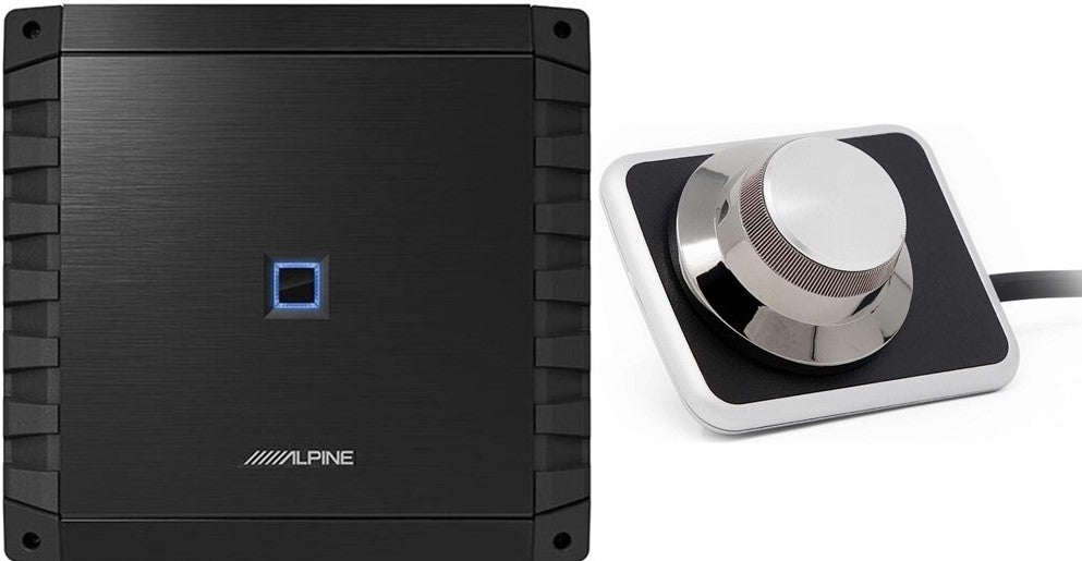 Alpine S2-A60M S-Series Class D 600 W Mono Subwoofer Amplifier + RUX-H01 Halo Bass Knob