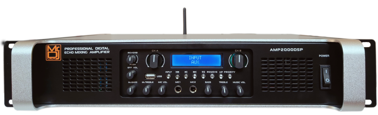 MR DJ AMP2000DSP 2Ch Class AB 2000W PA DJ Power Amplifier Onboard DSP Bluetooth USB