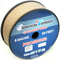 Thumbnail for American Terminal PROS8G50 50' 8 Gauge PRO PA DJ Car Home Marine Audio Speaker Wire Cable Spool