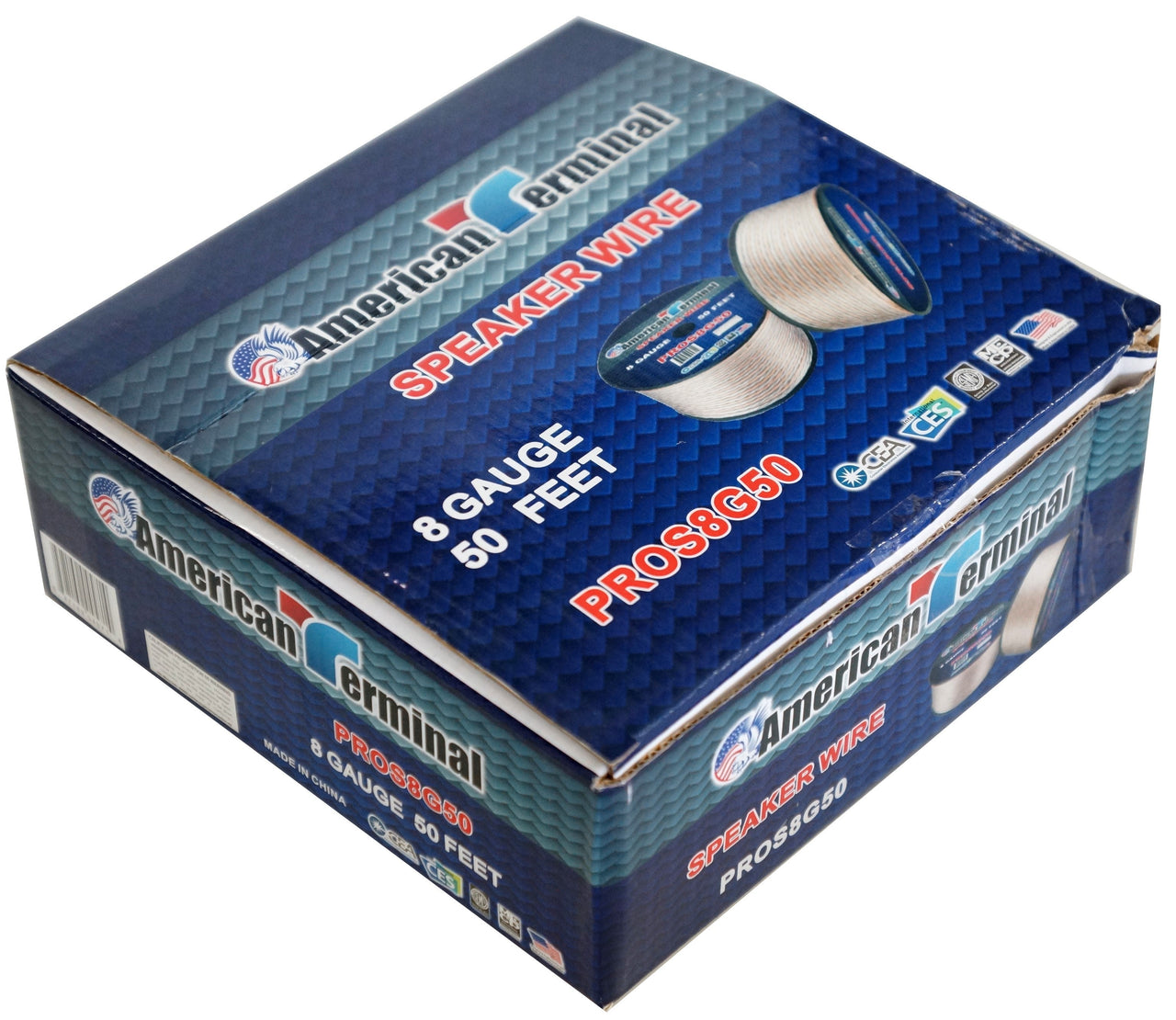 American Terminal PROS8G50 50' 8 Gauge PRO PA DJ Car Home Marine Audio Speaker Wire Cable Spool