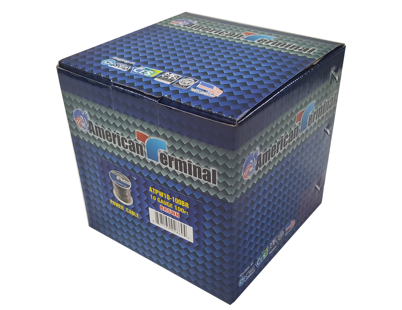 American Terminal ATPW10-100BR 10GA 100' Brown Primary Remote Power Ground Wire