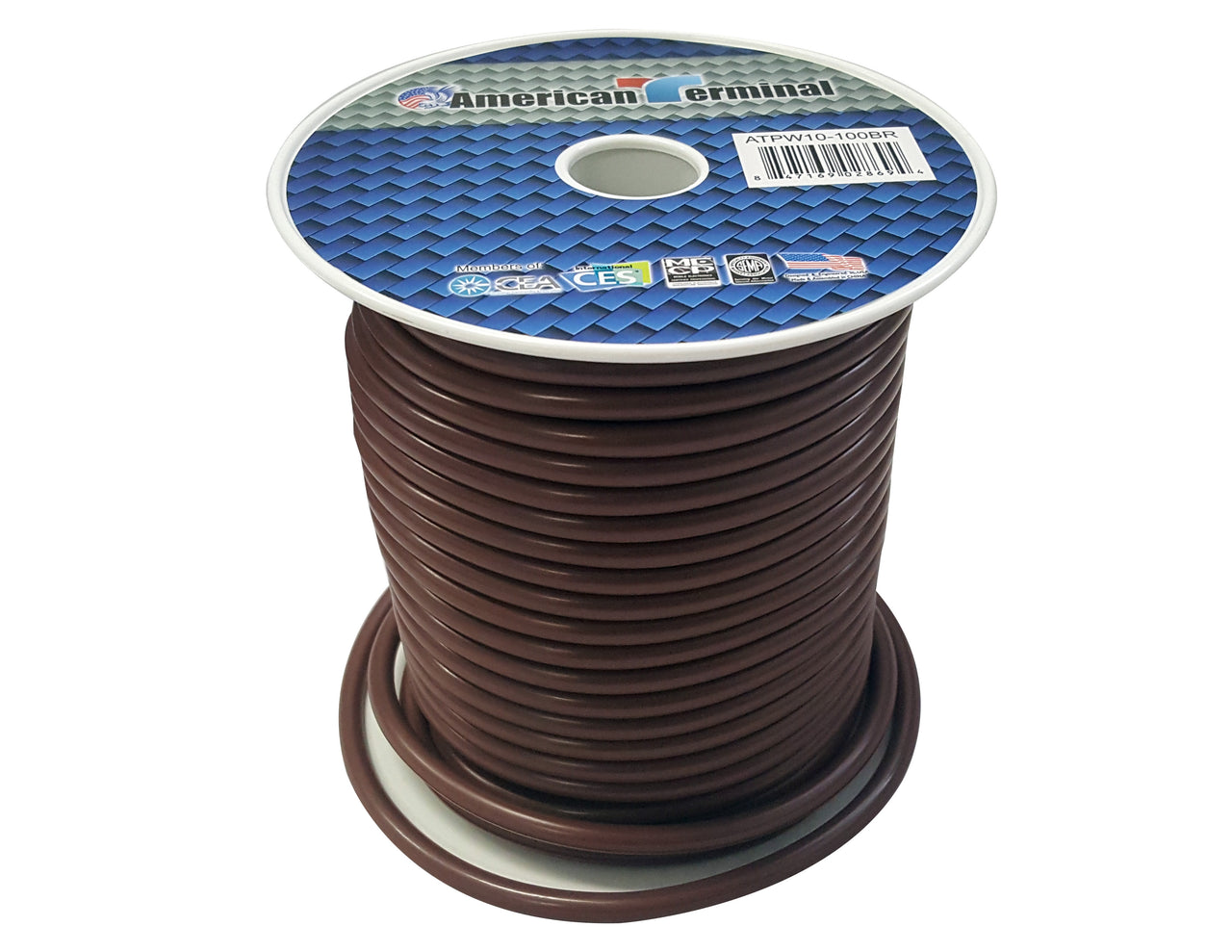 American Terminal ATPW10-100BR 10GA 100' Brown Primary Remote Power Ground Wire