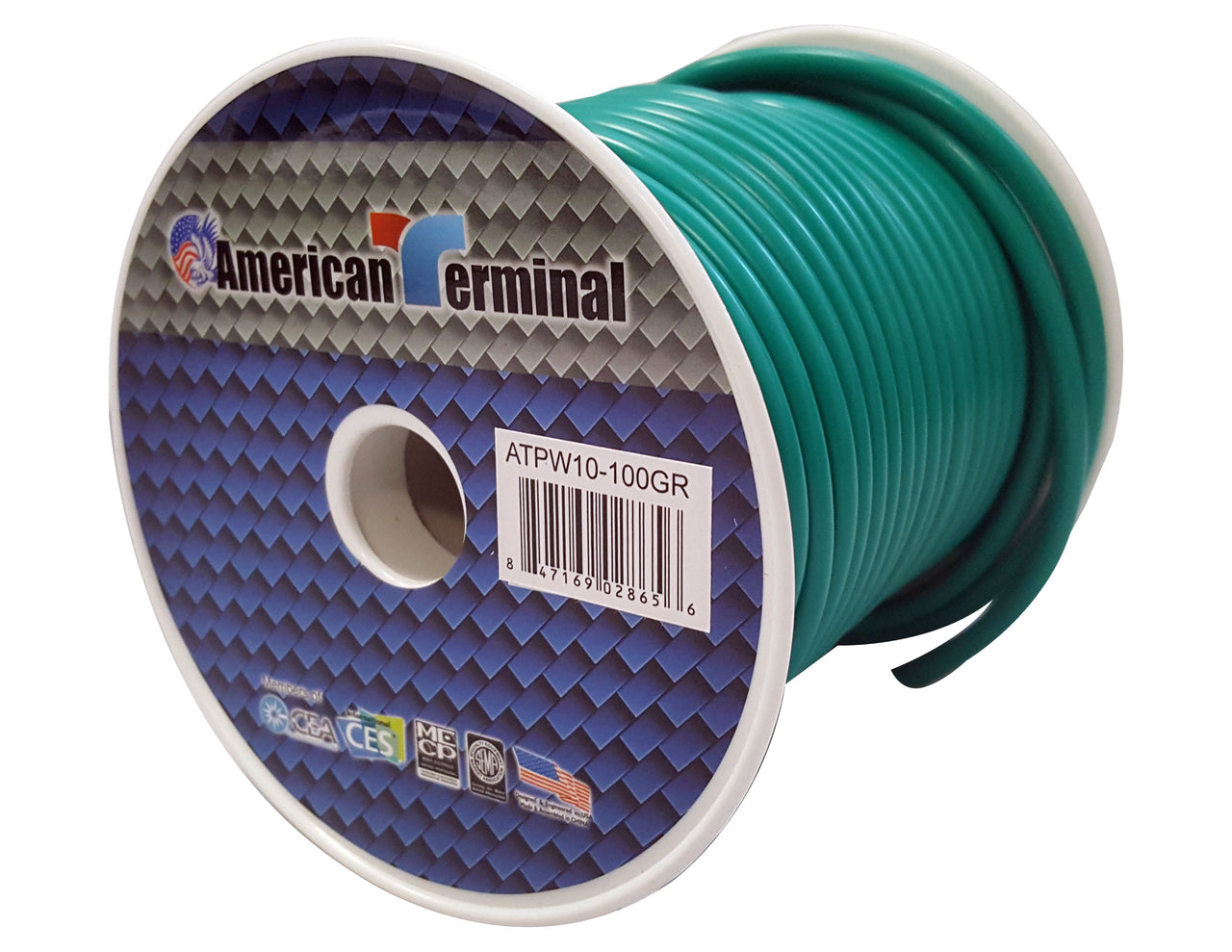 American Terminal ATPW10-100GR 10GA 100' Green Primary Remote Power Ground Wire
