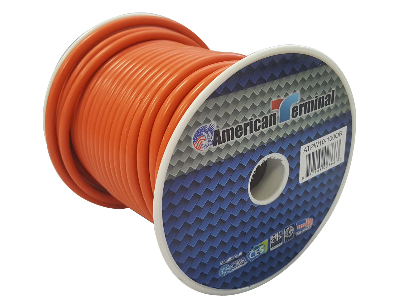 American Terminal ATPW10-100OR 10GA 100' Orange Primary Remote Power Ground Wire