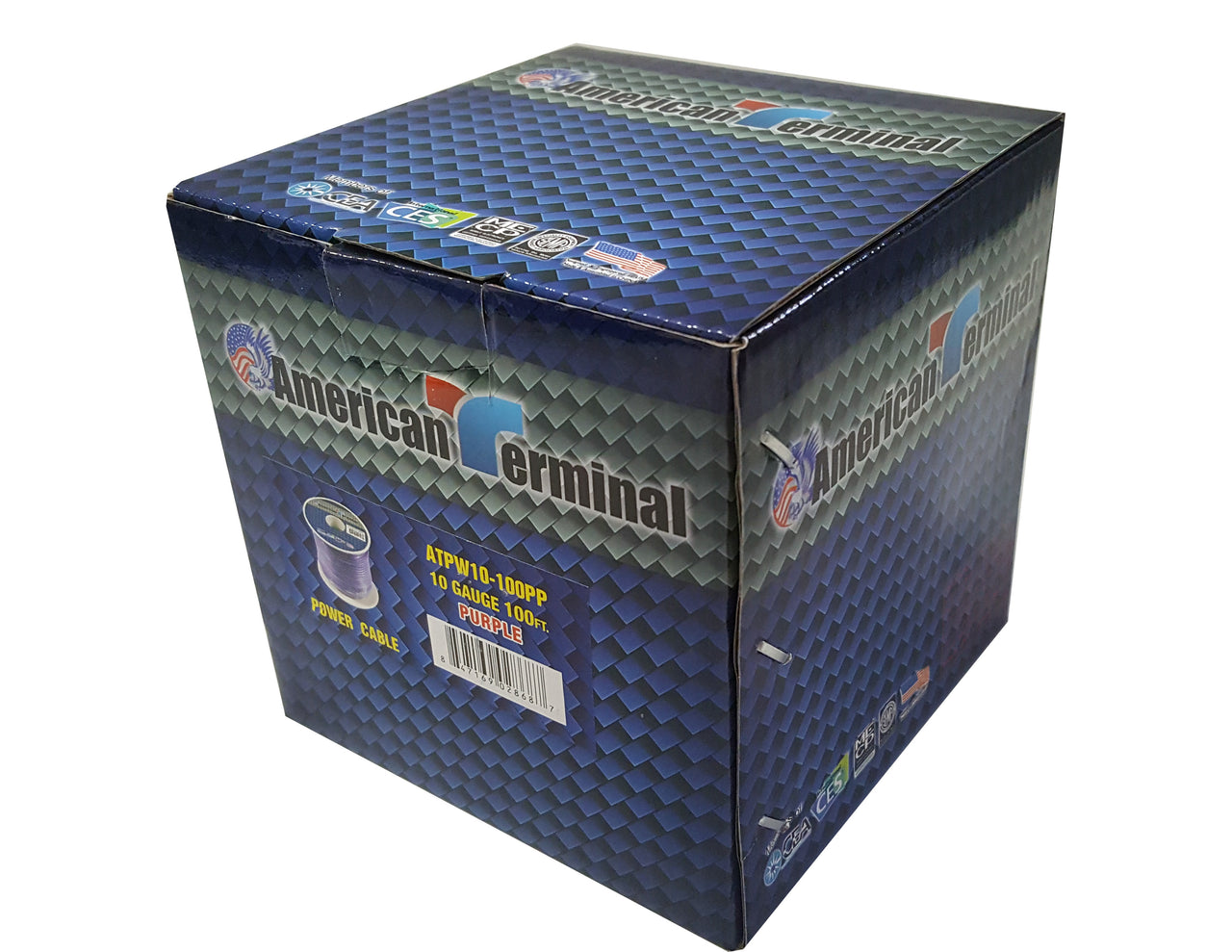 American Terminal ATPW10-100PP 10GA 100' Purple Primary Remote Power Ground Wire