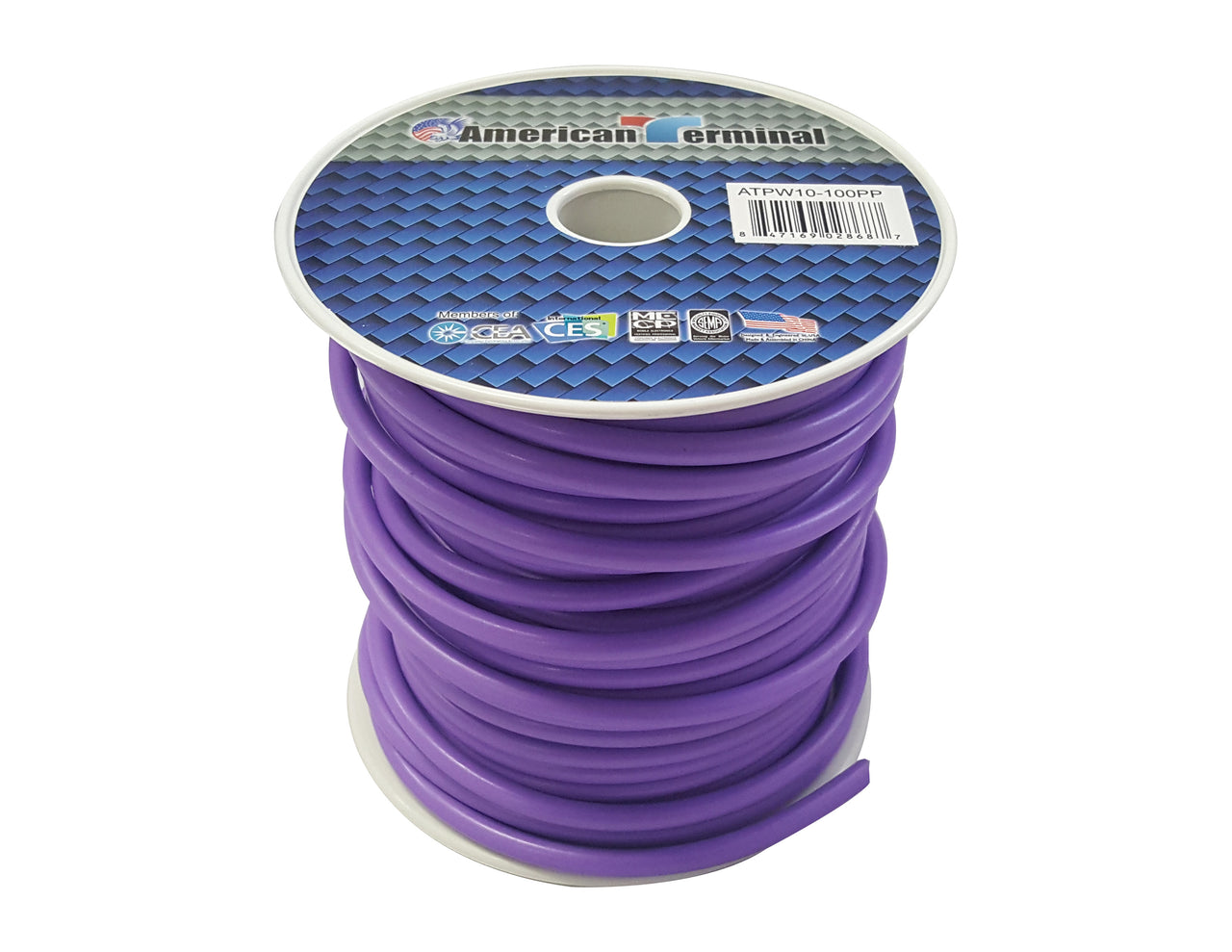American Terminal ATPW10-100PP 10GA 100' Purple Primary Remote Power Ground Wire