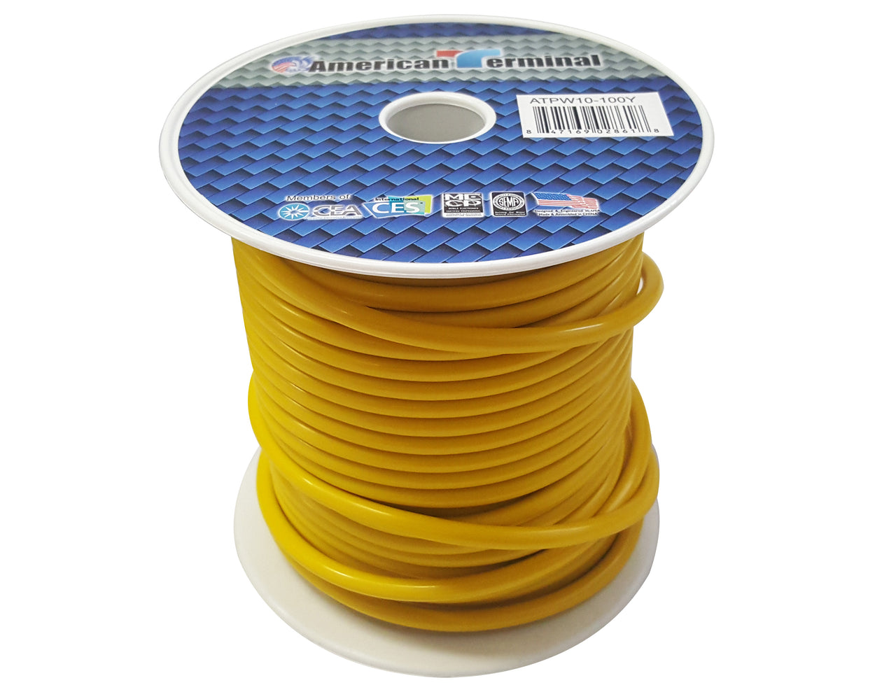 American Terminal ATPW10-100Y 10GA 100' Yellow Primary Remote Power Ground Wire