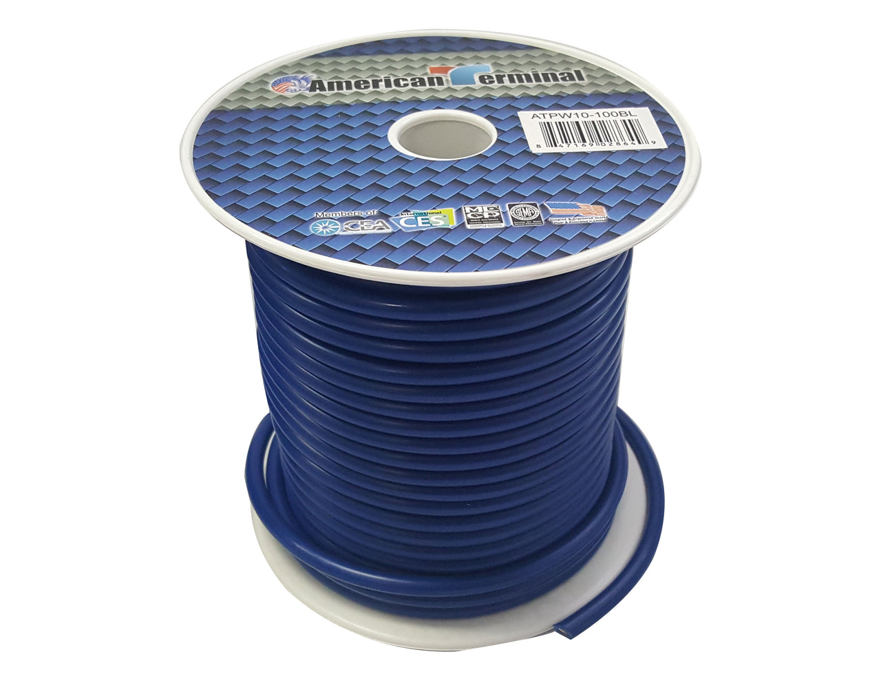 American Terminal ATPW10-100BL 10GA 100' Blue Primary Remote Power Ground Wire