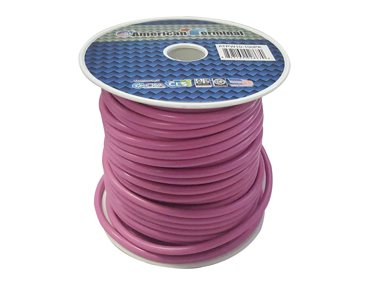 American Terminal ATPW10-100PK 10GA 100' Pink Primary Remote Power Ground Wire