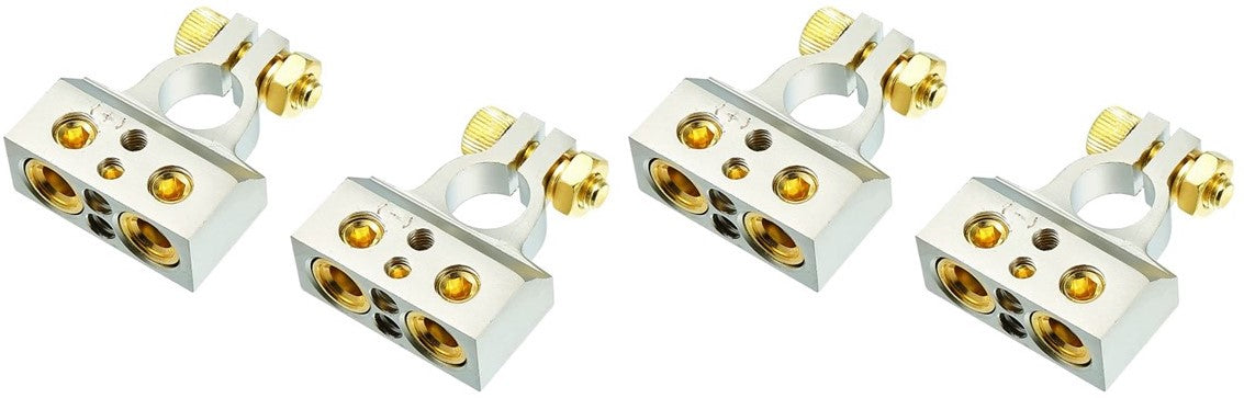 2 Patron 0/2/4/6/8 AWG Positive Negative Battery Terminal Connectors Chrome