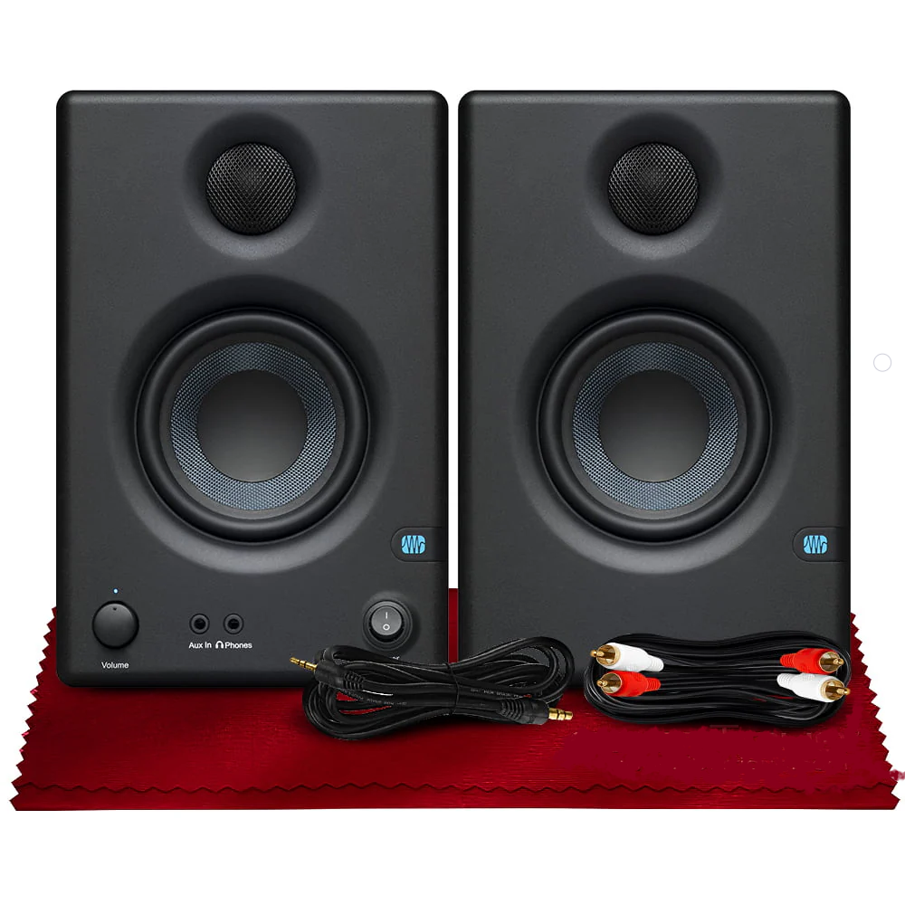 PreSonus Eris E3.5 3.5" Professional Multimedia Reference Monitors with Basic Accessory Bundle