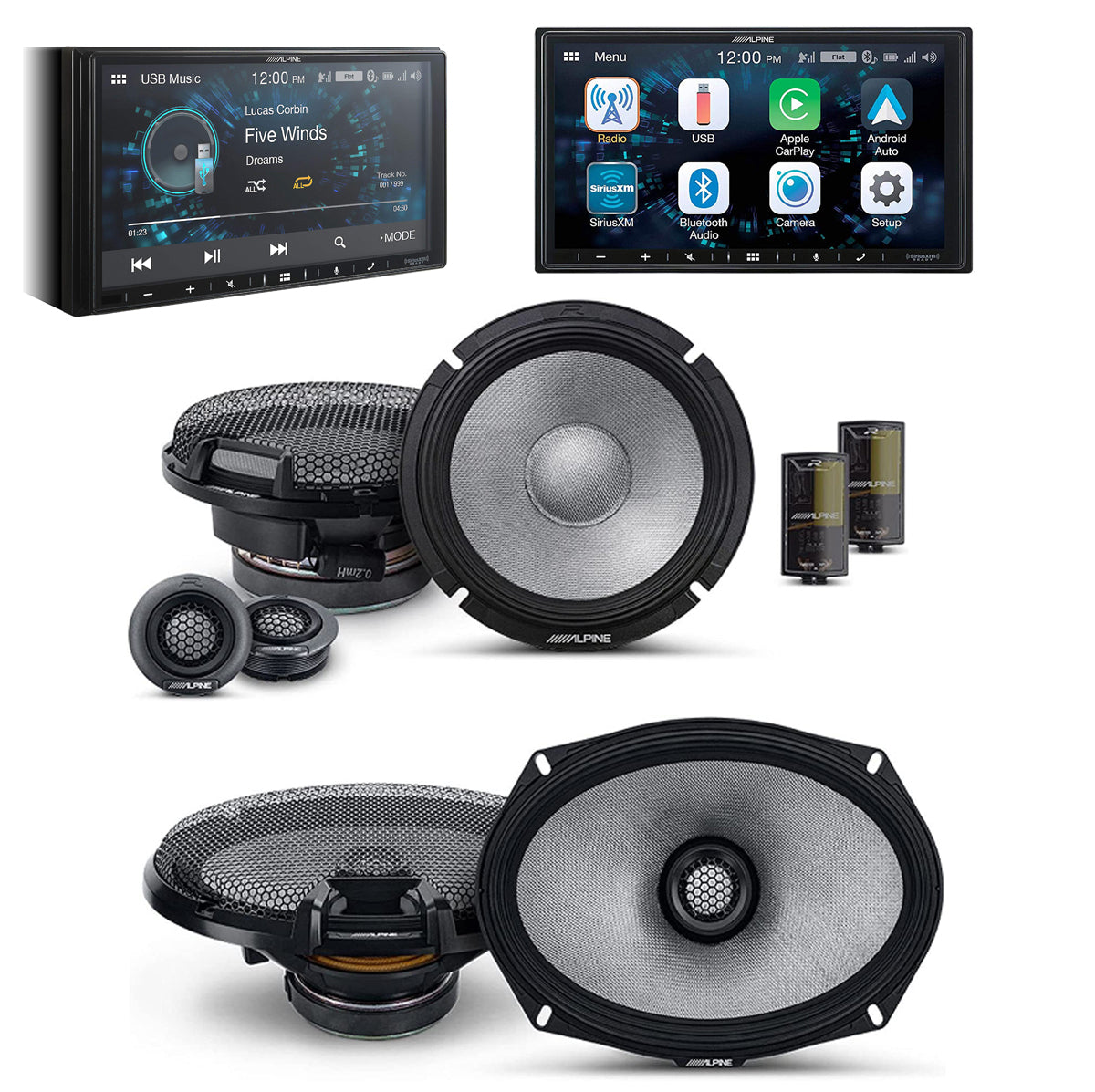 Alpine ILX-W670 Digital Indash Receiver & R2-S65C 6.5" Component & R2-S69 6x9 Coaxil