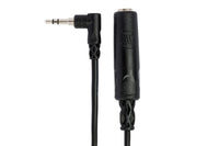 Thumbnail for Hosa MHE-100.5 Right-angle 3.5mm TRS Male to 1/4 inch TRS Female Adapter Cable