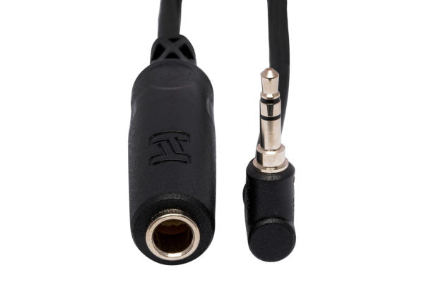 Hosa MHE-100.5 Right-angle 3.5mm TRS Male to 1/4 inch TRS Female Adapter Cable