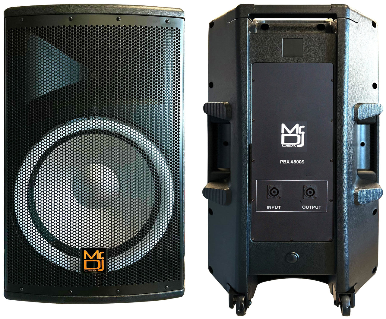 MR DJ 15" 2-Way PA DJ 4500W Passive LED Speaker + Speaker Stand & Cable